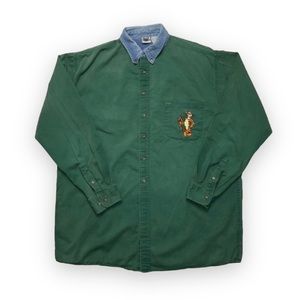 Vintage Disney Catalog Tigger Embroidered Long Sleeve Collard Button Up XLT